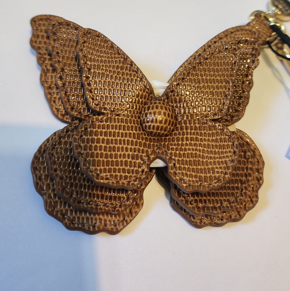 Brahmin Butterfly Bag Charm In Tobacco All Over Lizard NWT
